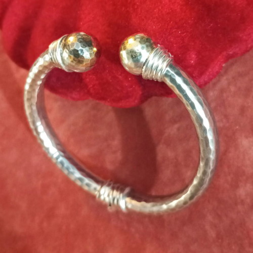 Lalaounis A21 925 750 bracelet used, vintage hammered with 18k gold