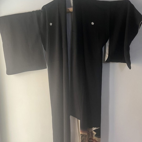 Japanese kimono silk and cotton with phoenix pattern, 180cm
