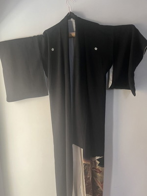 Japanese kimono silk and cotton with phoenix pattern, 180cm