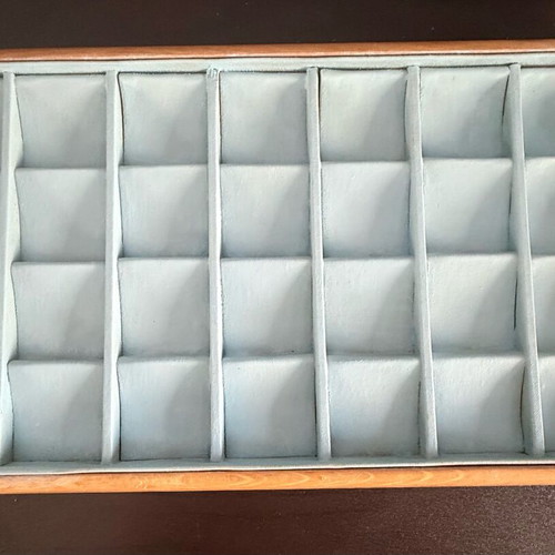 Jewelry display used, brown and sky blue color