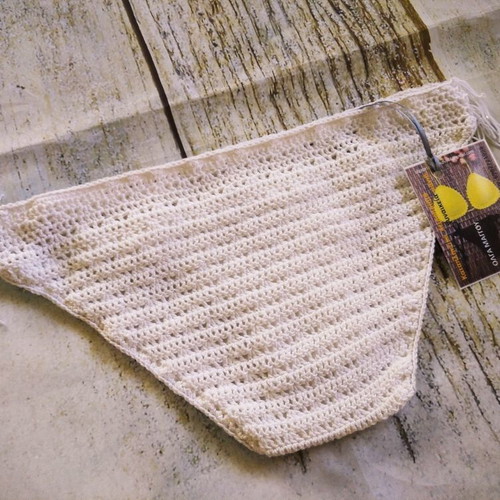 Knitted bikini bottom new, handmade, size S, white