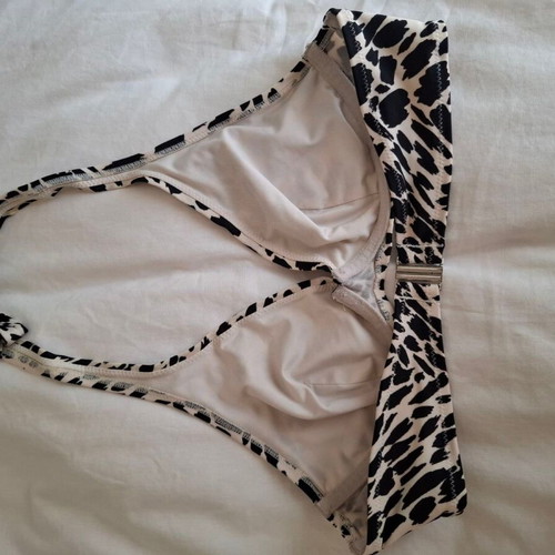 H&M animal print bikini top used, triangle halter neck