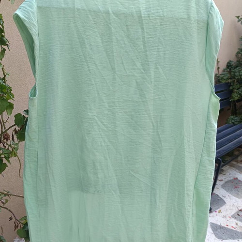 Set with Mint Color Pants and Sleeveless Leopard Print Top New