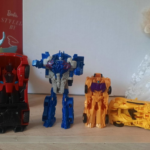 Transformers 1-Step figures used, lot of 4 including Optimus Prime and Bumblebee