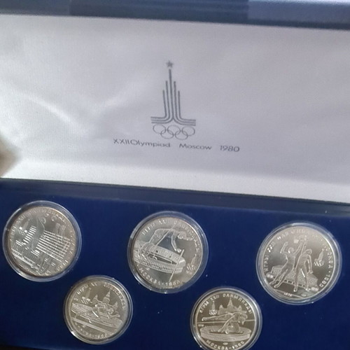 1979 1980 Moscow Summer Olympics Proof silver coins new, set of 5