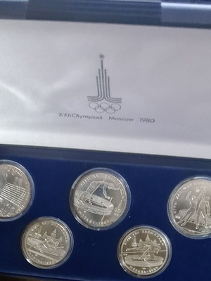 Νομίσματα 1979 1980 Moscow Summer Olympics Proof ασημένια, καινούργια, σετ 5 τεμαχίων