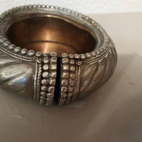 Indian brass ashtray handmade used, old and heavy