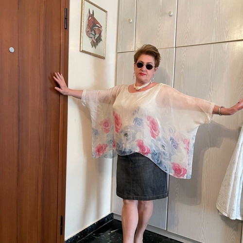 Μεταξωτή Ιταλική Μπλούζα Νο L XL XXL σαν καινούργιο