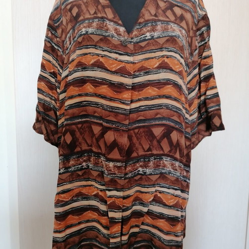 Persona by Marina Rinaldi silk shirt like new, beige and brown, size 1XL/2XL