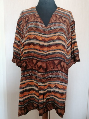 Persona by Marina Rinaldi silk shirt like new, beige and brown, size 1XL/2XL