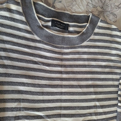 Men's blouse, white and gray, size M