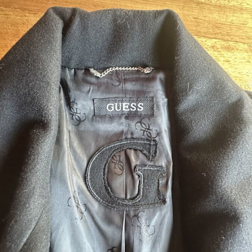 Guess long black coat medium like new
