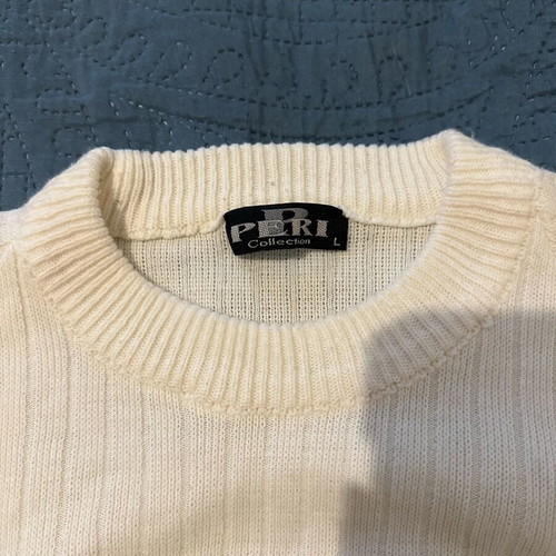 PERI vintage ribbed knit sweater like new, cream and black stripes, size L