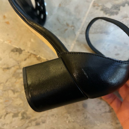 Sagiakos leather sandals used with pearls size 37 black
