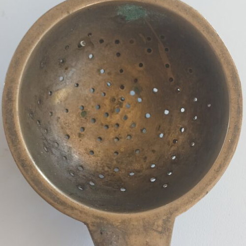 Copper strainer small used vintage