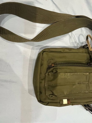 Maharishi vintage utility shoulder bag used, waterproof, green-orange