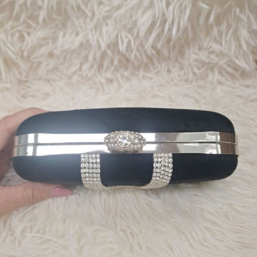 Evening bag new velvet with rhinestones black handbag