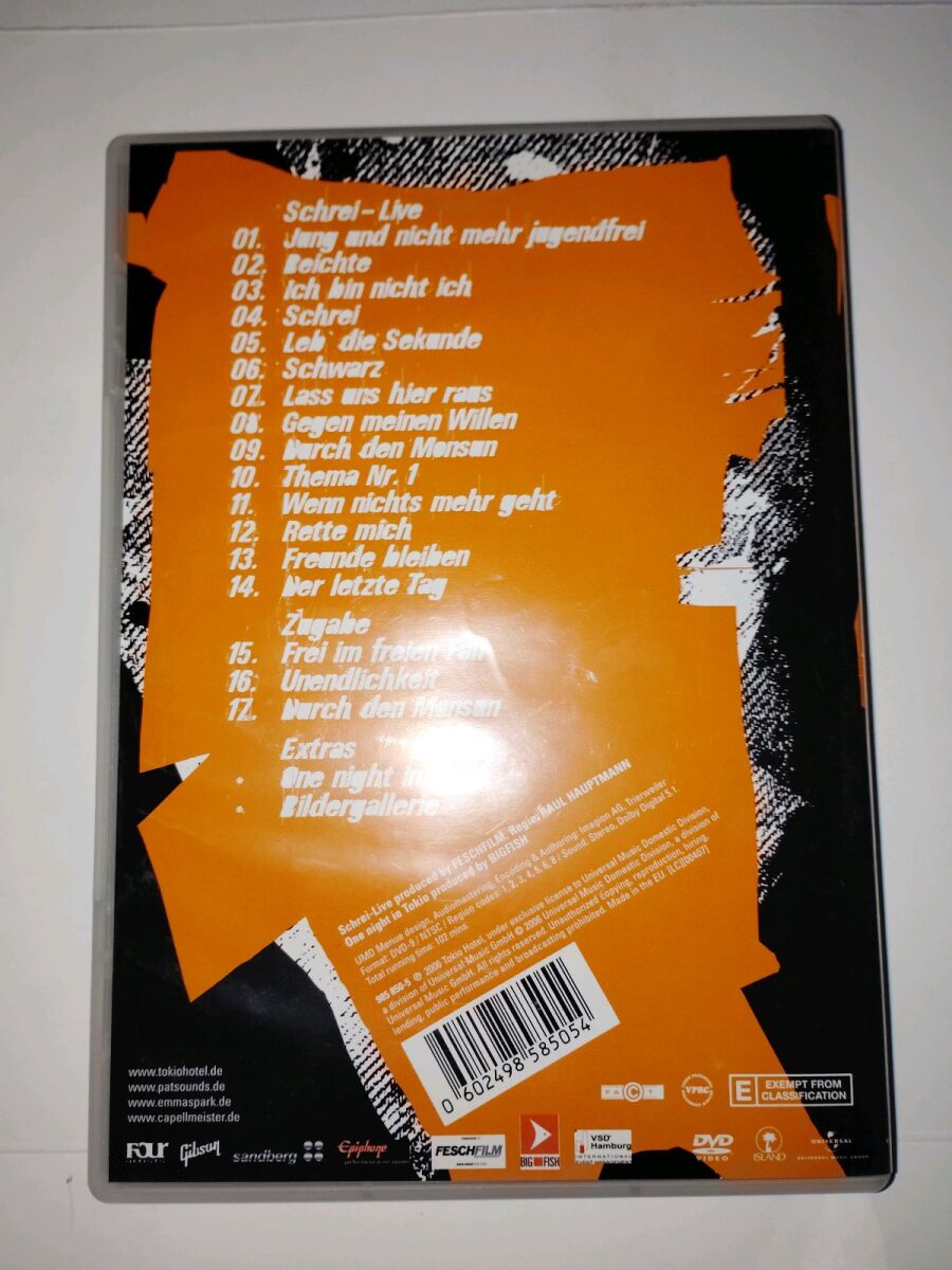 Tokio Hotel Schrei-Live DVD used, rock - € 30,00 - Vendora.cy