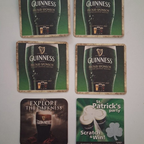 Guinness paper coasters used, pack of 6 for collection