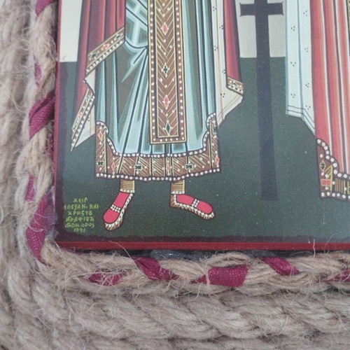 Collectible Mount Athos Icon 1991 Saint Constantine and Helen handmade
