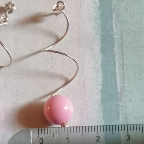 Silver 925 earrings with pink bead like new