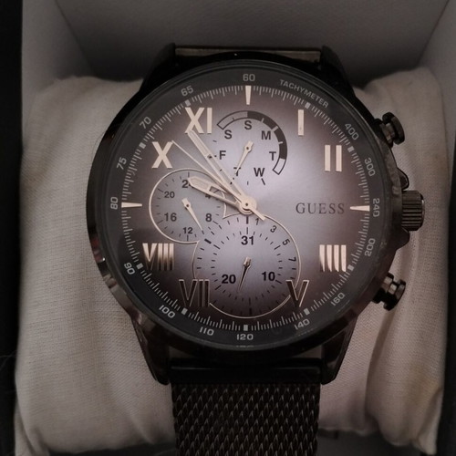 Guess Multifunction Black Stainless Steel Men's Watch Like New