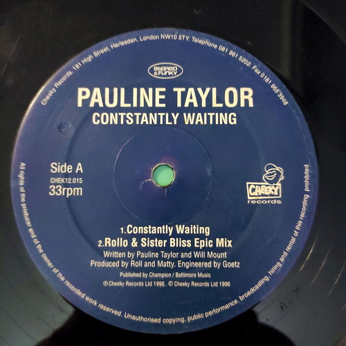 Pauline Taylor Constantly Waiting 12'' Vinyl Maxi Single used, electronic