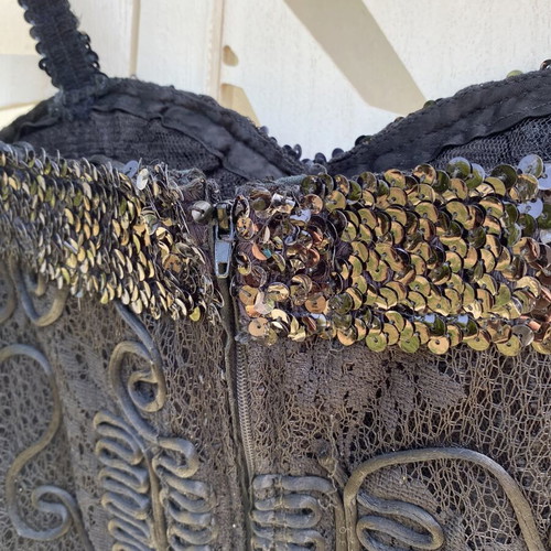 Vintage crop top black with sequins and lace like new