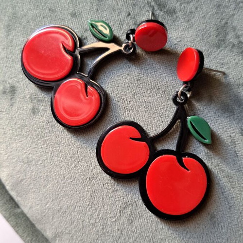 Cherry earrings large dangling like new
