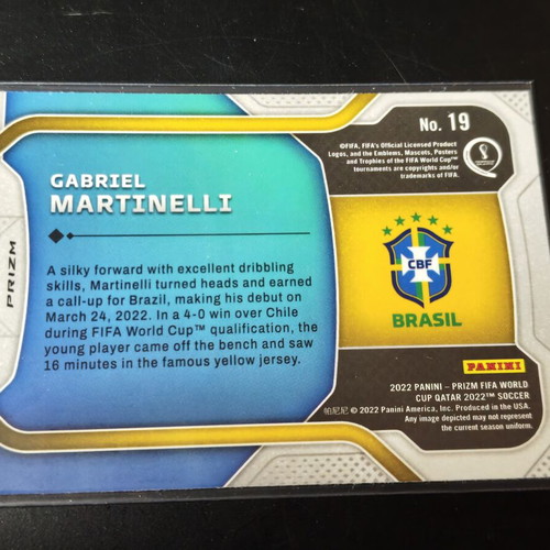 2022 Panini Prizm World Cup Gabriel Martinelli New Era Silver Prizm RC card