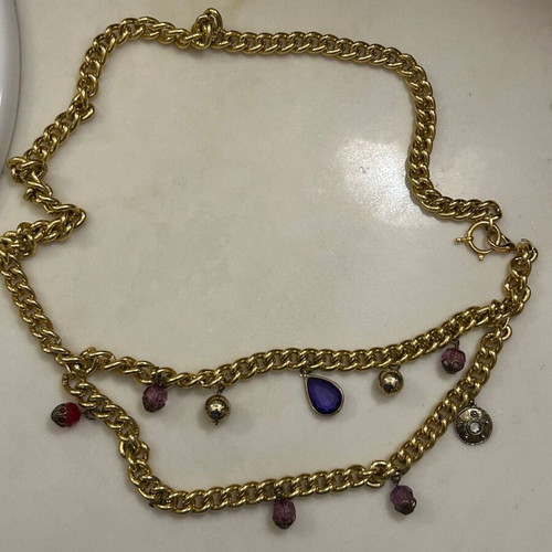 Metal gold-plated belt used, 1980s style, size 100