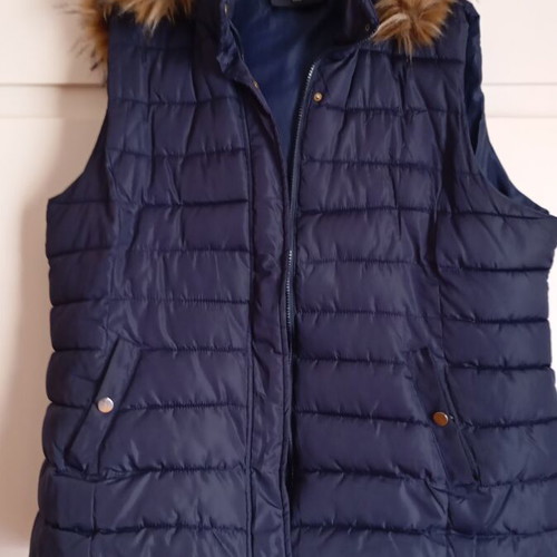 Sleeveless jacket with hood and pockets, blue, size 4XL
