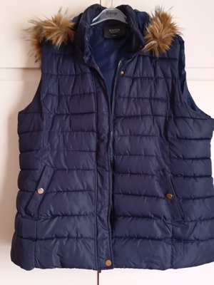 Sleeveless jacket with hood and pockets, blue, size 4XL