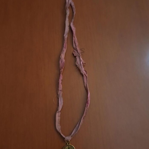 Konstantinato necklace with silk thread, new, pink color