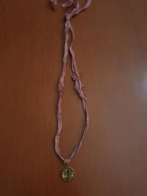 Konstantinato necklace with silk thread, new, pink color