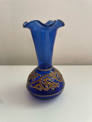 Βάζο Bohemia cobalt blue γυάλινο μεταχειρισμένο