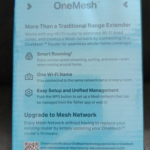 TP Link Mesh Wi-Fi Range Extender RE220 new