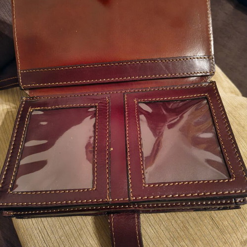 Kouros men's leather bag new, burgundy and brown