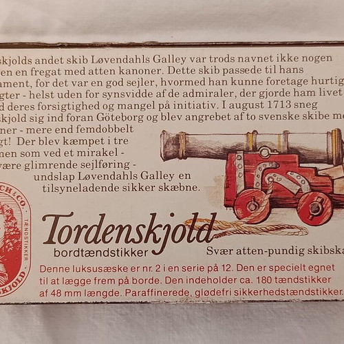 Tordenskjold vintage matchbox used, Denmark 1970