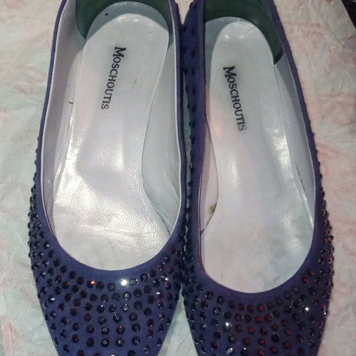 Moschoutis ballerinas like new, leather suede, purple, size 39 with Swarovski
