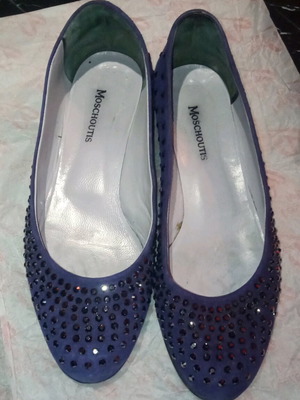 Moschoutis ballerinas like new, leather suede, purple, size 39 with Swarovski
