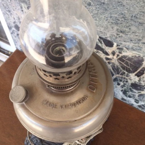 Antique Ditmar oil lamp from Austria used, electric conversion