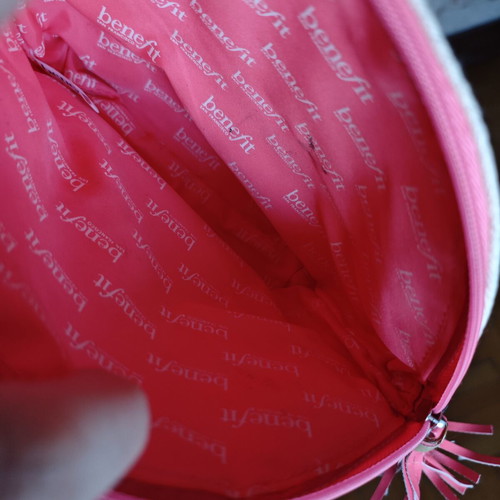 Benefit toiletry bag like new, beige and pink