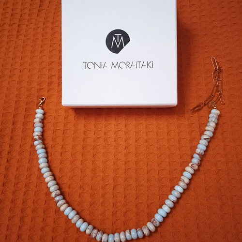 Melia Turqoise Jasper Necklace new, turquoise and gold plated