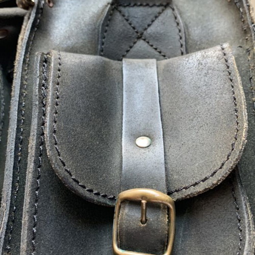 Kouros leather shoulder bag used, black