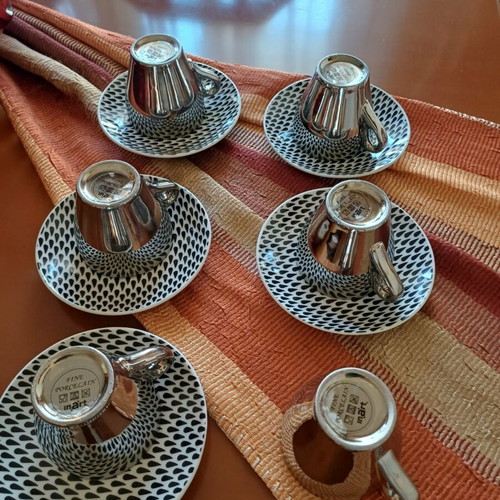 Cappuccino cups set like new, fine porcelain, 6 cups 5 saucers