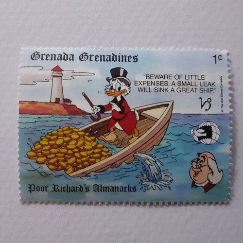 Walt Disney Poor Richard's Almanacks Stamp Set 8 Mint