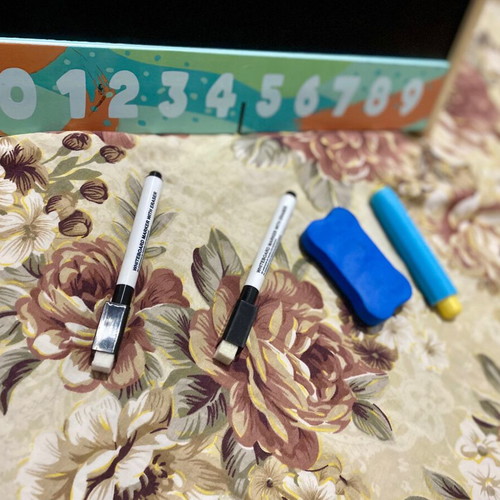 Hape wooden double-sided board used with markers and chalk case
