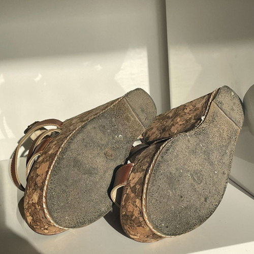 Cork Wedge Platform Sandals like new, tan brown, size 38