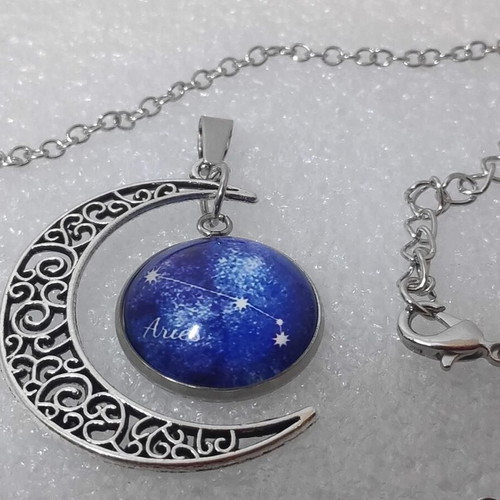 Pendant Aries Constellation with Crescent Moon like new